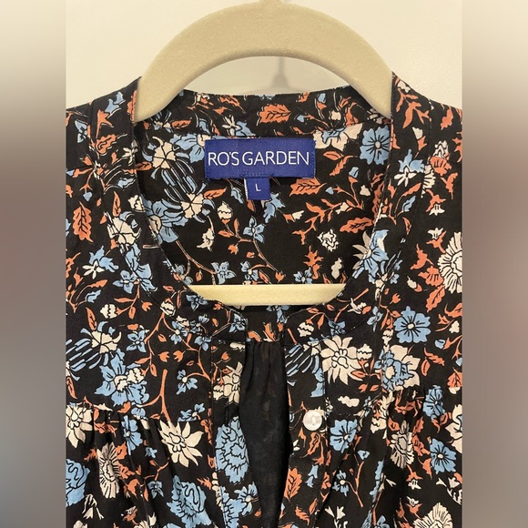 Ro’s Garden caftan cotton maxi dress sundress long sleeve - Picture 8 of 8